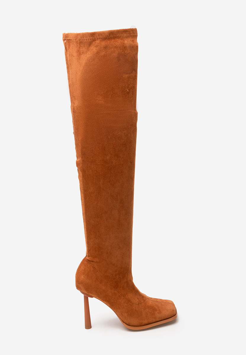 Bottes hautes à talon fin chameau Mincia