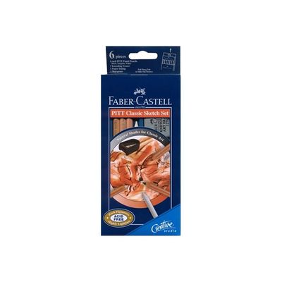 Faber-Castell Creative Studio - Set fusain - 3 crayons de couleur : noir, blanc, sanguin