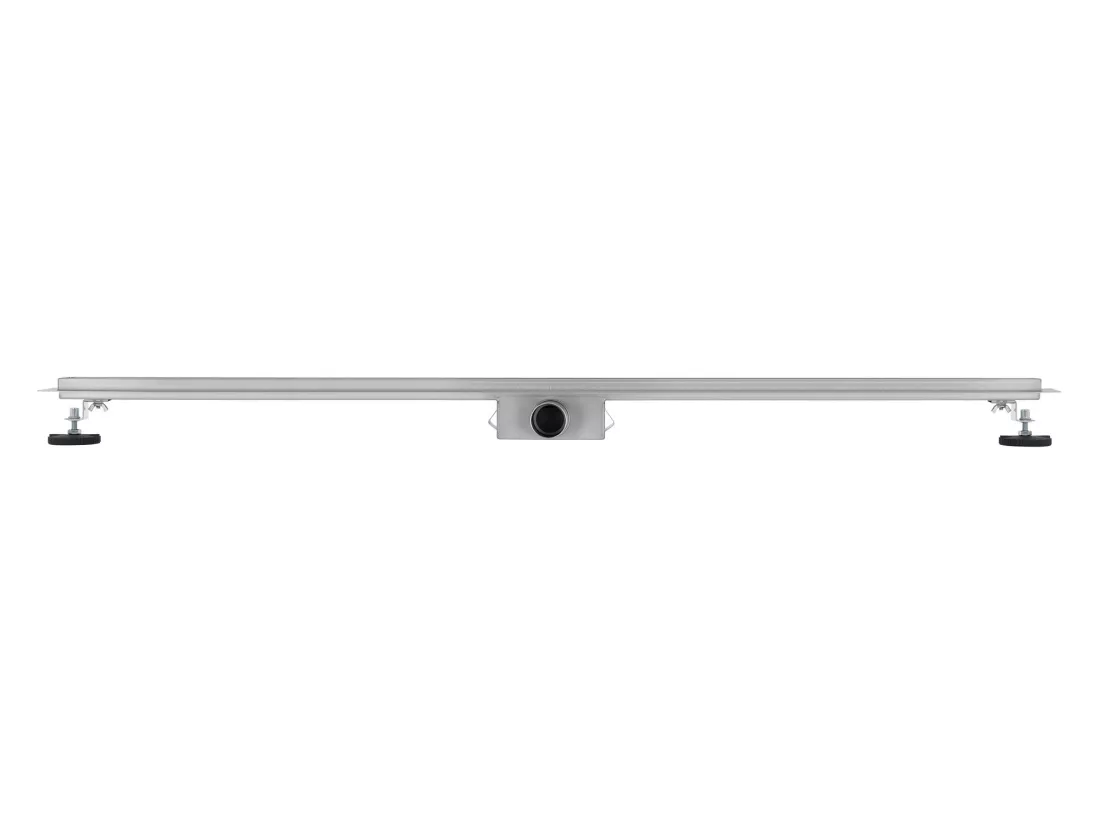 Caniveau de douche en acier inoxydable carrelé 100 cm et siphon Set complet argent plat LuxeBath
