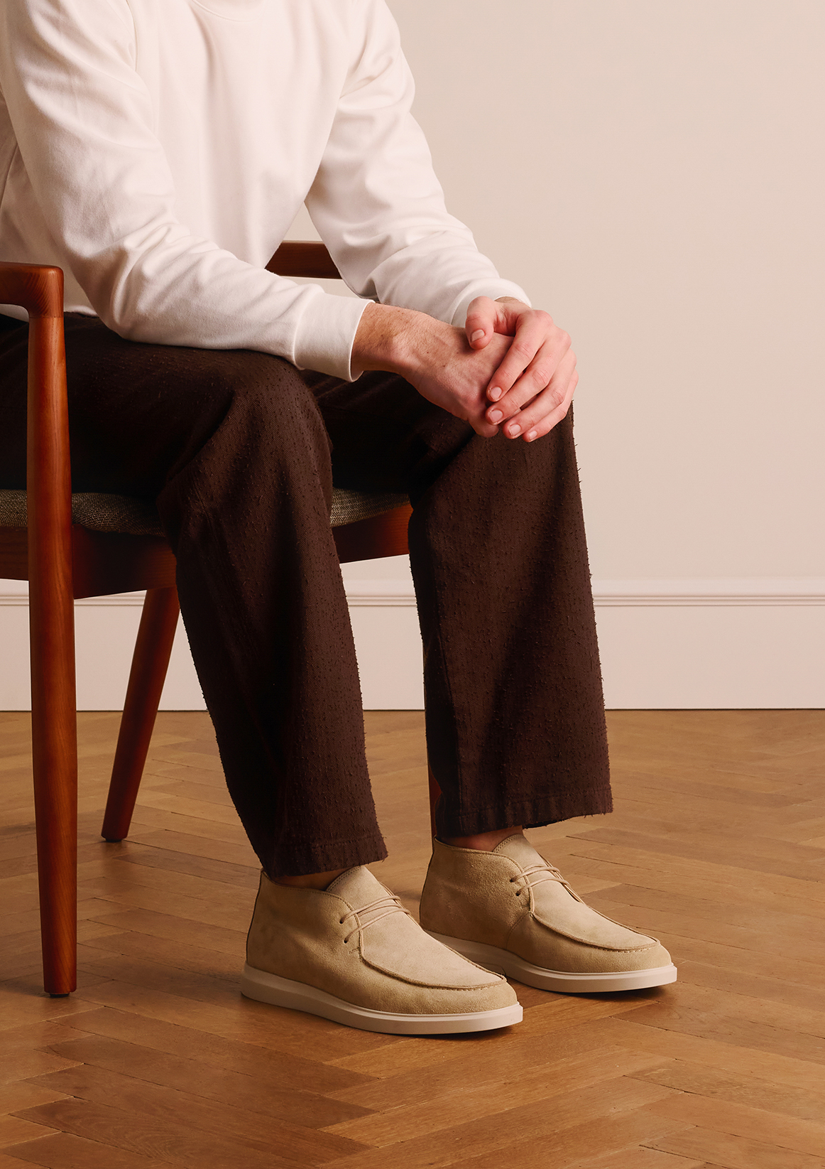 Beige suède veterboots