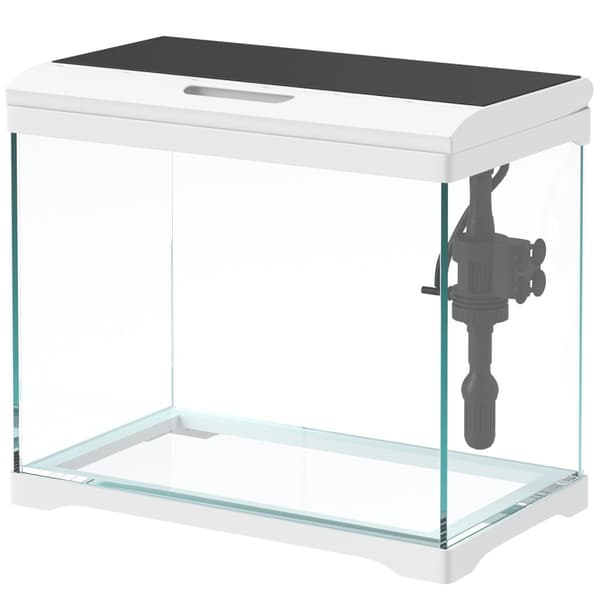 Akvarium med LED-belysning, filtersystem, 17L fisketank, tropisk fiskeakvarium med vannpumpe hvit