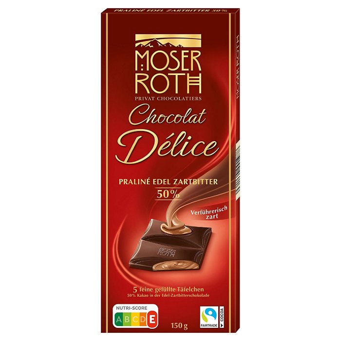 MOSER ROTH Gefüllte Schokolade 150 g, Praline-Zartbitter