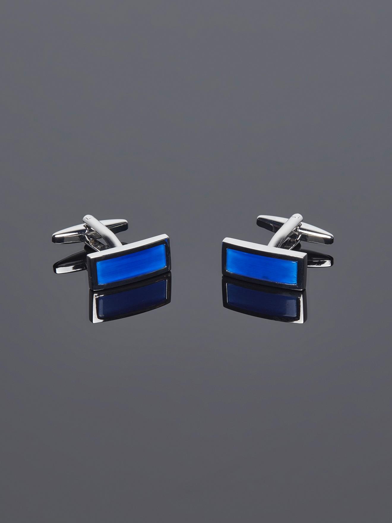 Boutons de manchette rectangle bleu