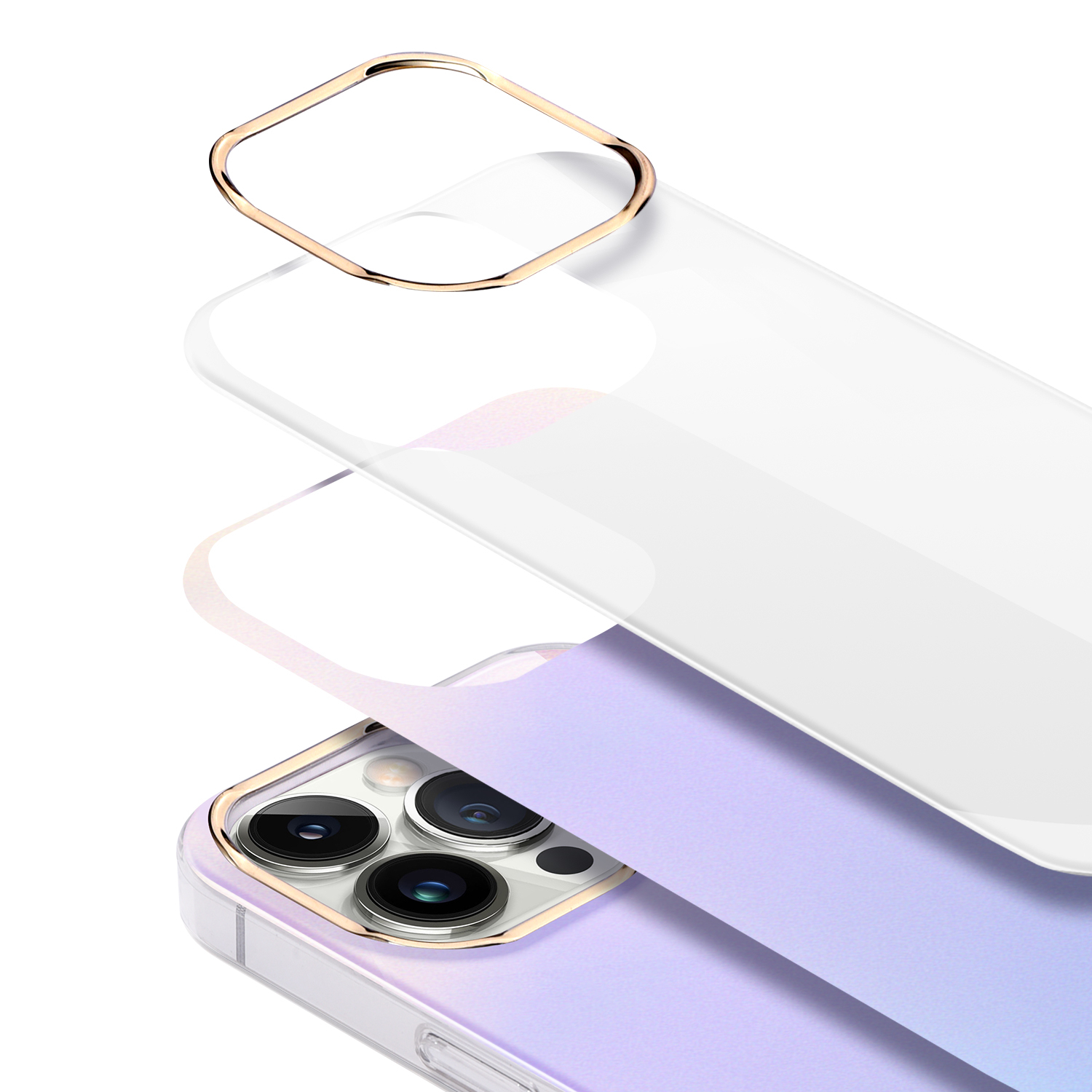 iPhone 15 Pro Max MagSafe Hülle mit Acryl Rückseite und Laser Hologramm im Glitzer Design - Grün