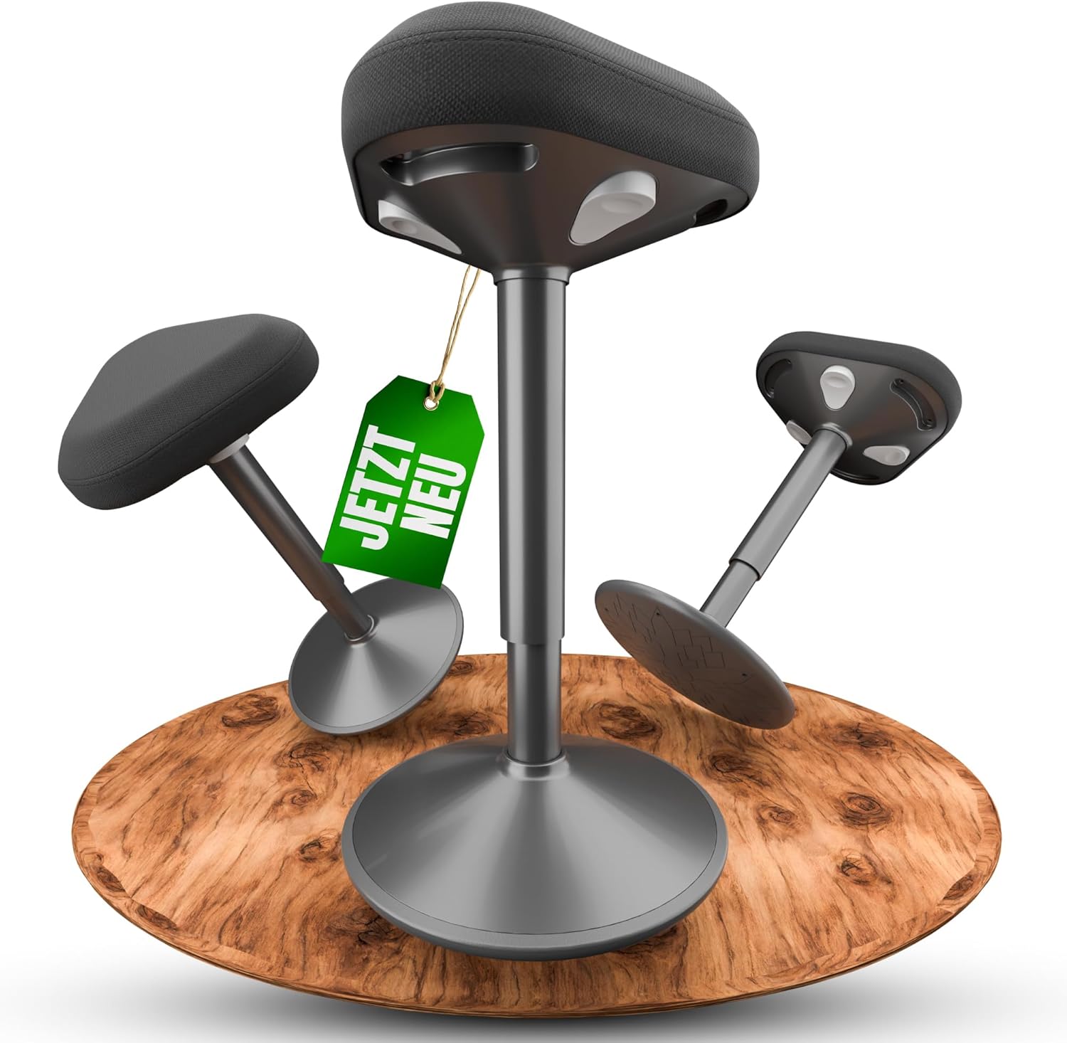 Ergonomischer Bürohocker Höhenverstellbar & rutschfest - Hocker mit Schwingeffekt - Stehhocker fürs Arbeitszimmer & Büro - Stehhocker höhenverstellbar - Stehhilfe Büro – Stehstuhl