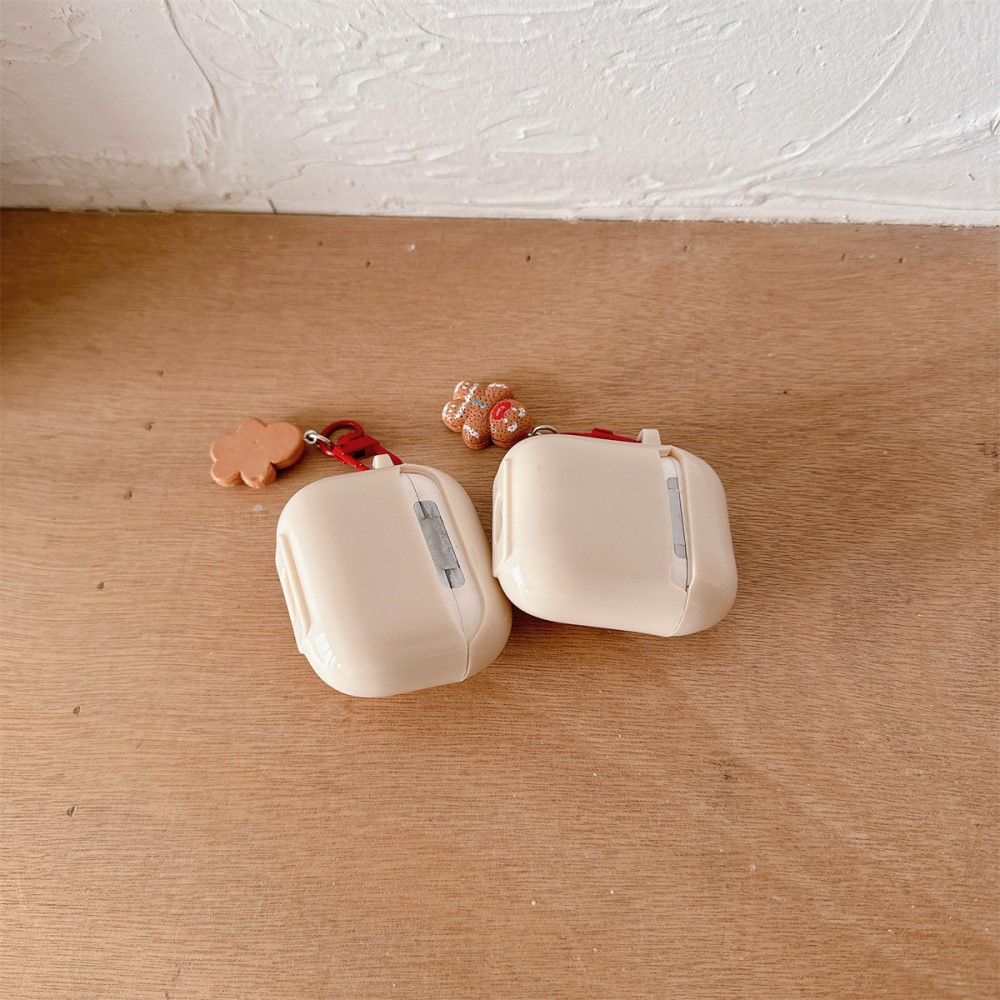 AirPods (1. & 2. Generation) Gummi Case Schutzhülle mit Lebkuchenmann Anhänger - Beige