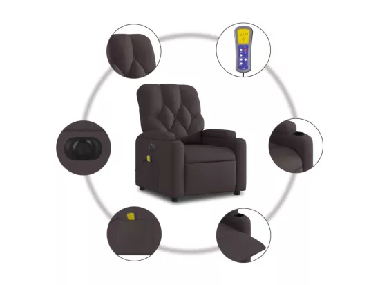 Fauteuil massant inclinable électrique Marron foncé Tissu