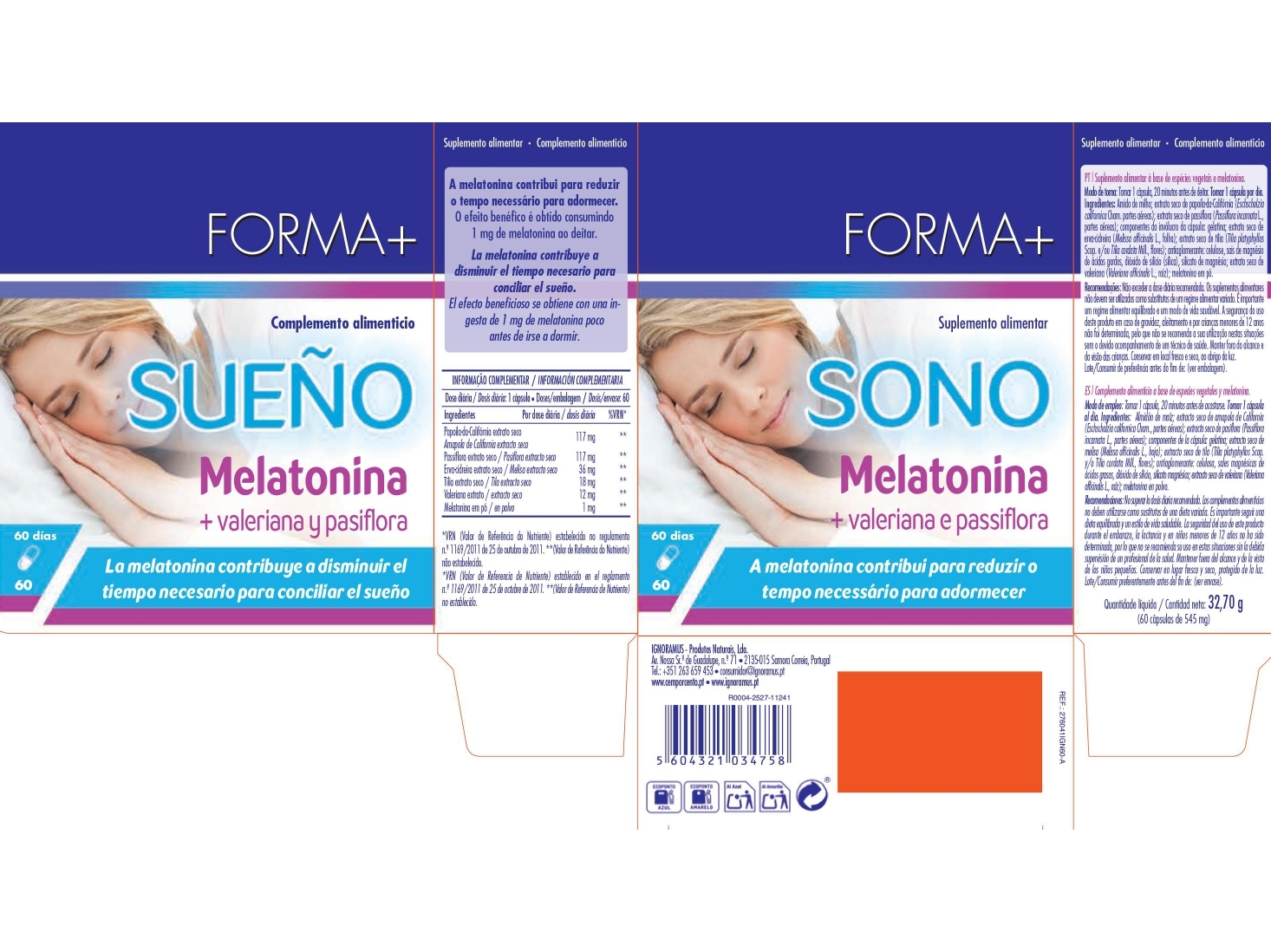 SUPLEMENTO FORMA  SONO MELATONINA 60 CAPS