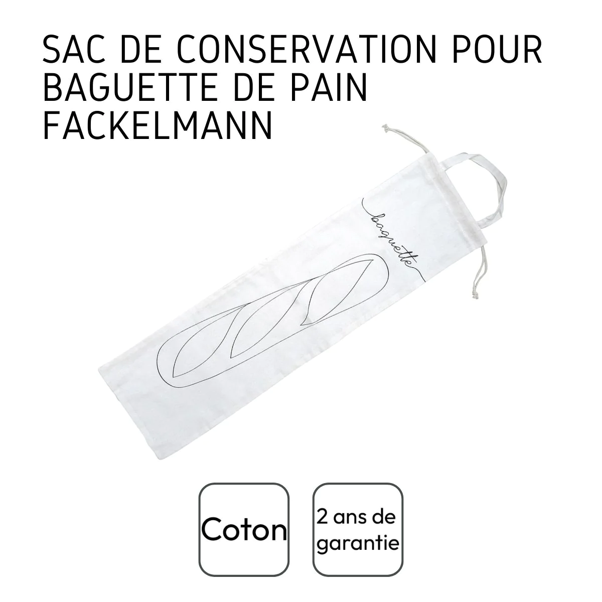 Sac de conservation pour baguette de pain en coton Eco Friendly Fackel