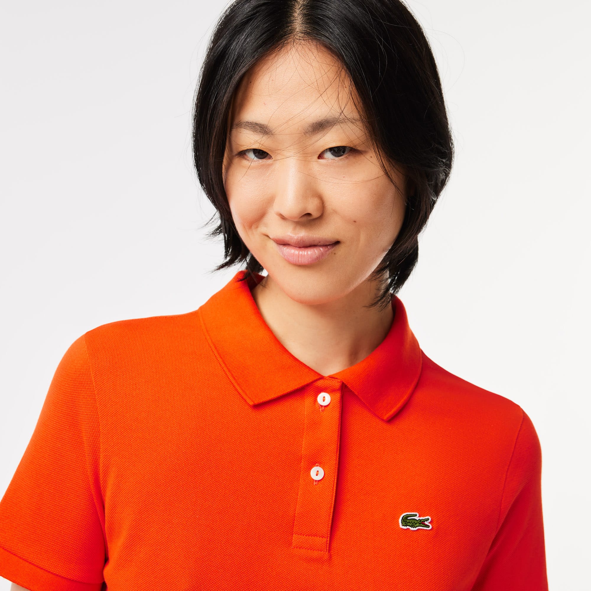 LACOSTE Regular Fit Damen-Poloshirt aus weichem Petit Piqué Kurze Ärmel - Orange - Lacoste - Damen