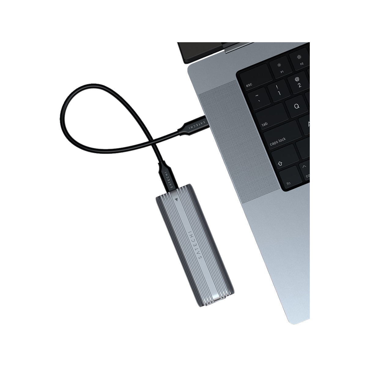 Satechi M.2 NVMe- og SATA SSD-kabinett (grå)