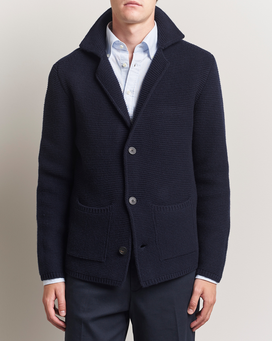 Altea Wool Cardigan Jacket Navy