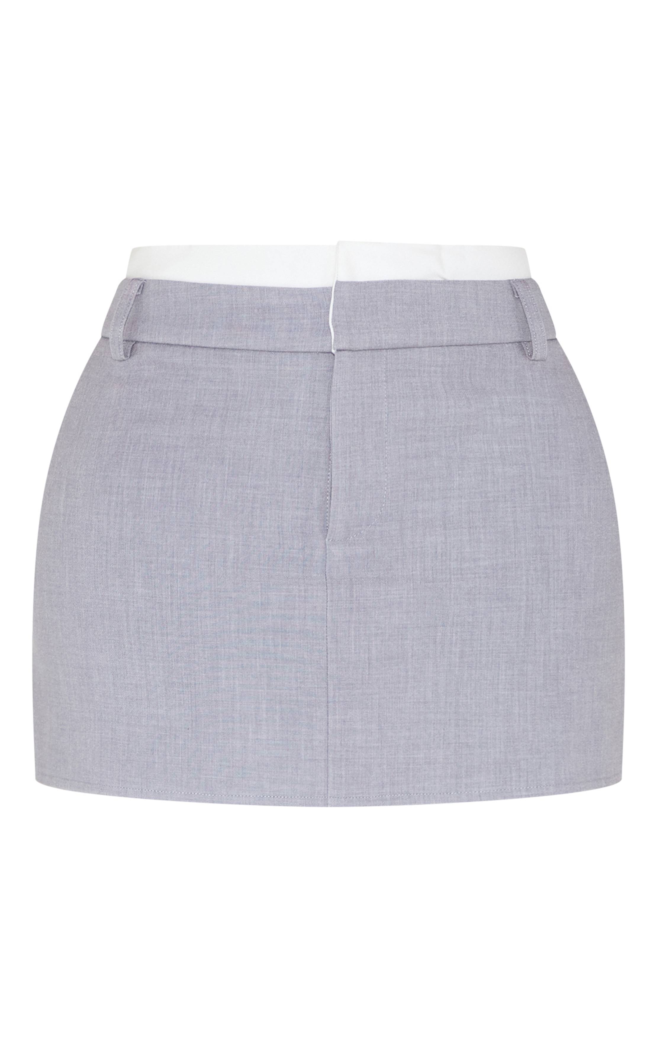 Gris Mini-jupe Tailleur Shape À Double Ceinture Coordonnée