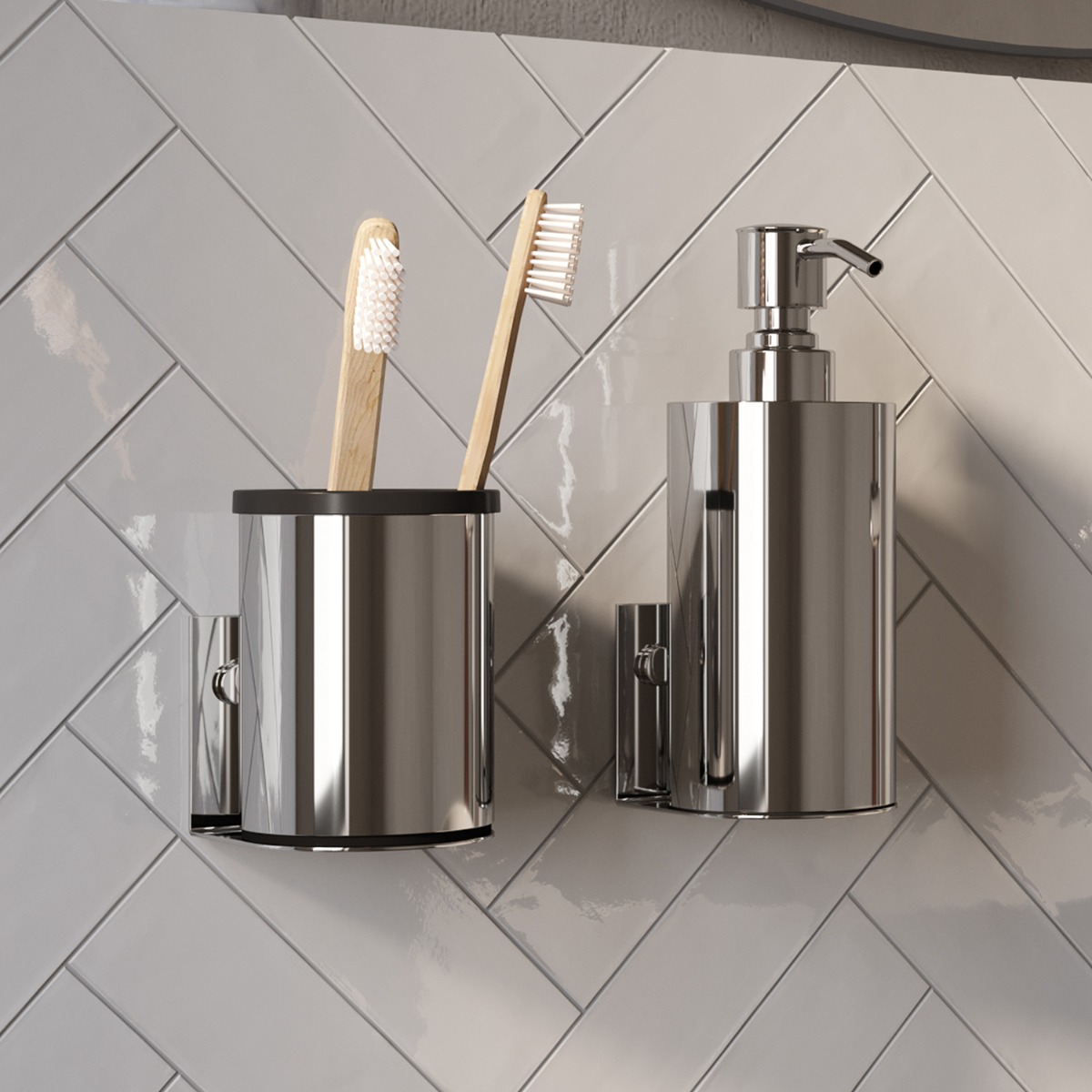 Brauer Chrome Edition zeepdispenser en beker chroom
