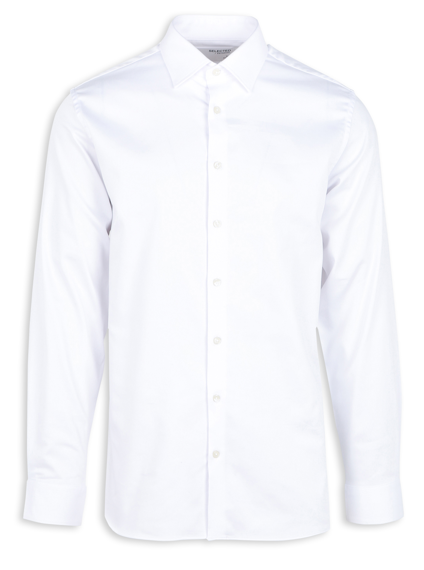 Chemise regular col classique en coton bio mélangé | Blanc