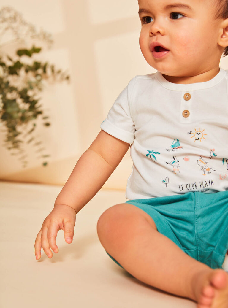 Short en twill turquoise moyen