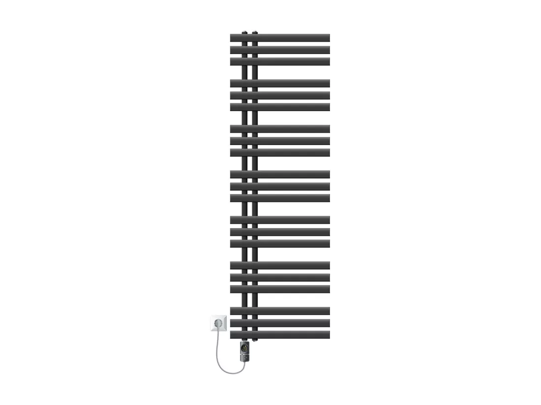 Radiateur de salle de bain acier anthracite 50x160cm avec élément chauffant 900W