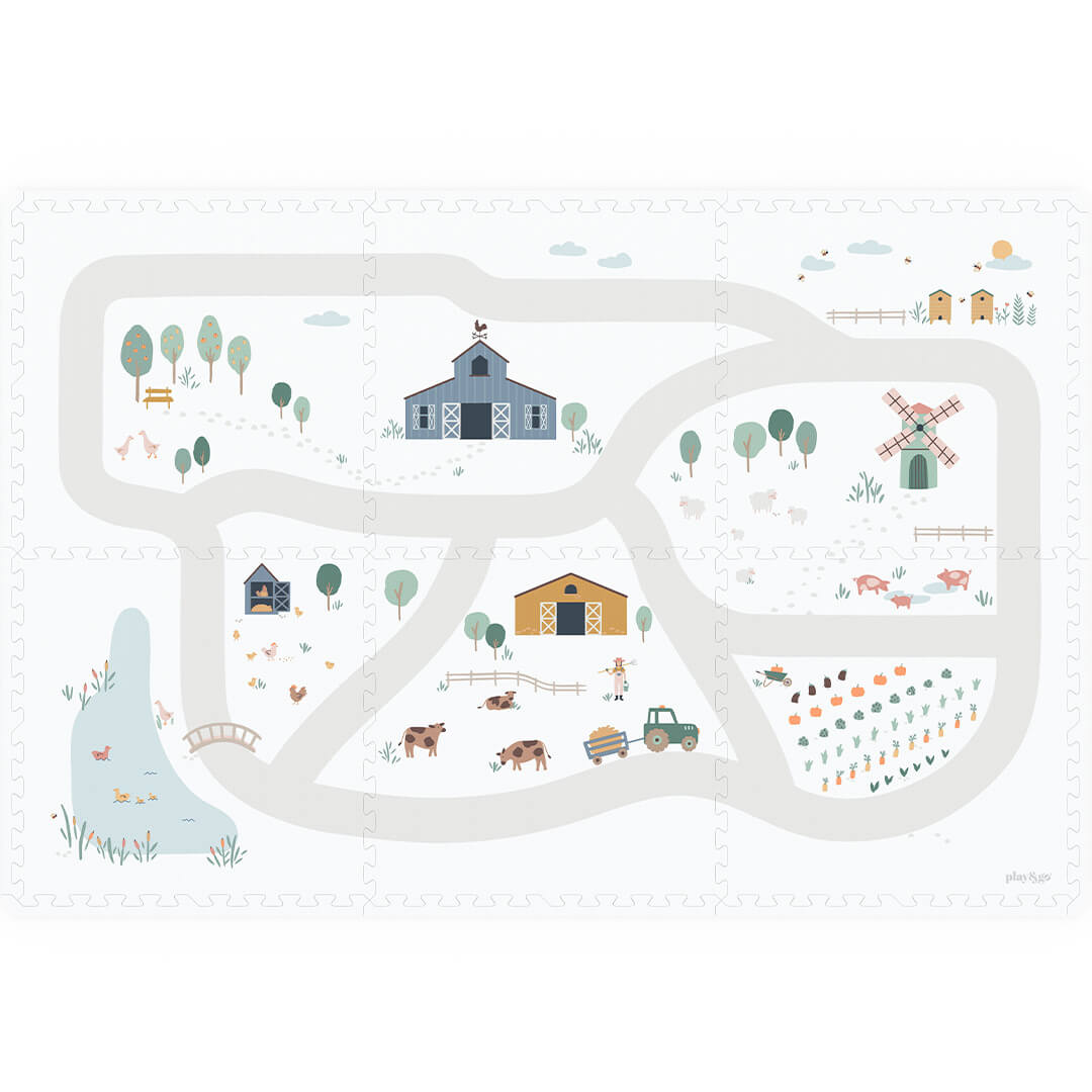 play&go 3-in-1 foam speelmat tiloo - farm - 120x180 cm