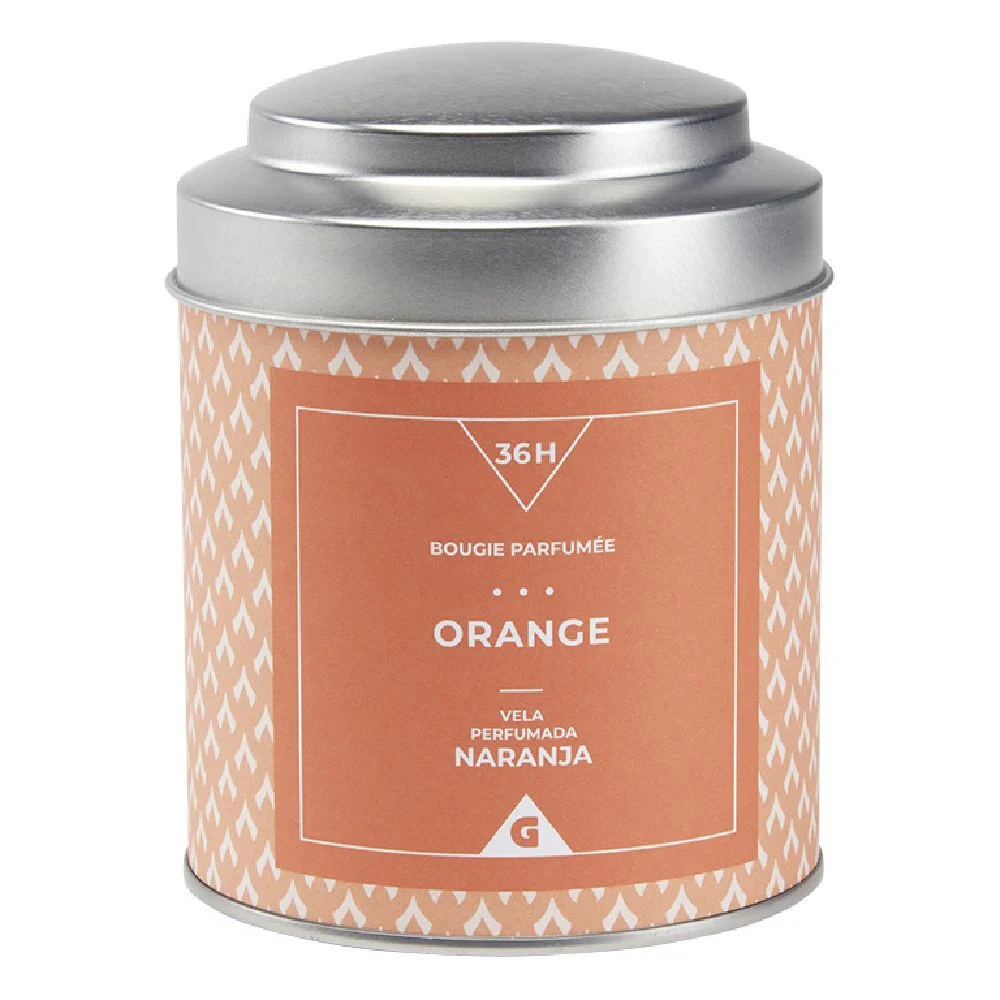 Bougie dans pot en métal senteur orange