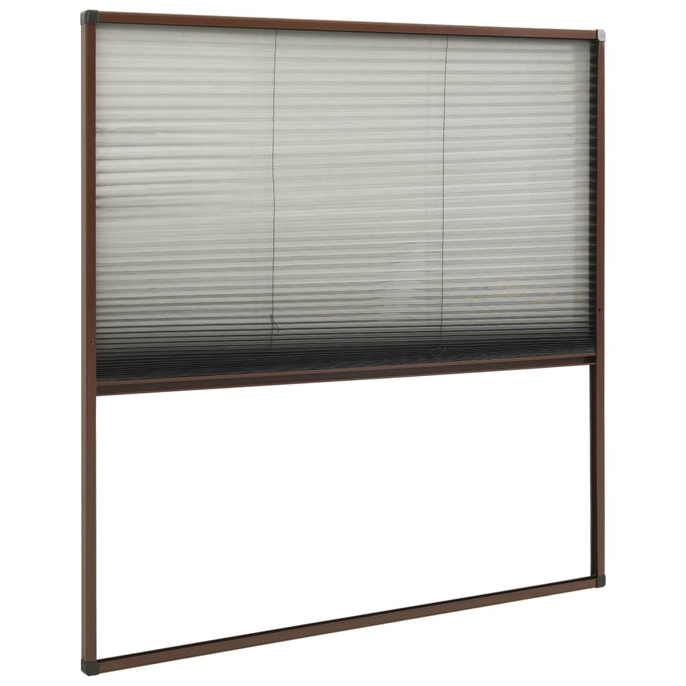 Moustiquaire plissée pour fenêtre aluminium marron 120x120 cm