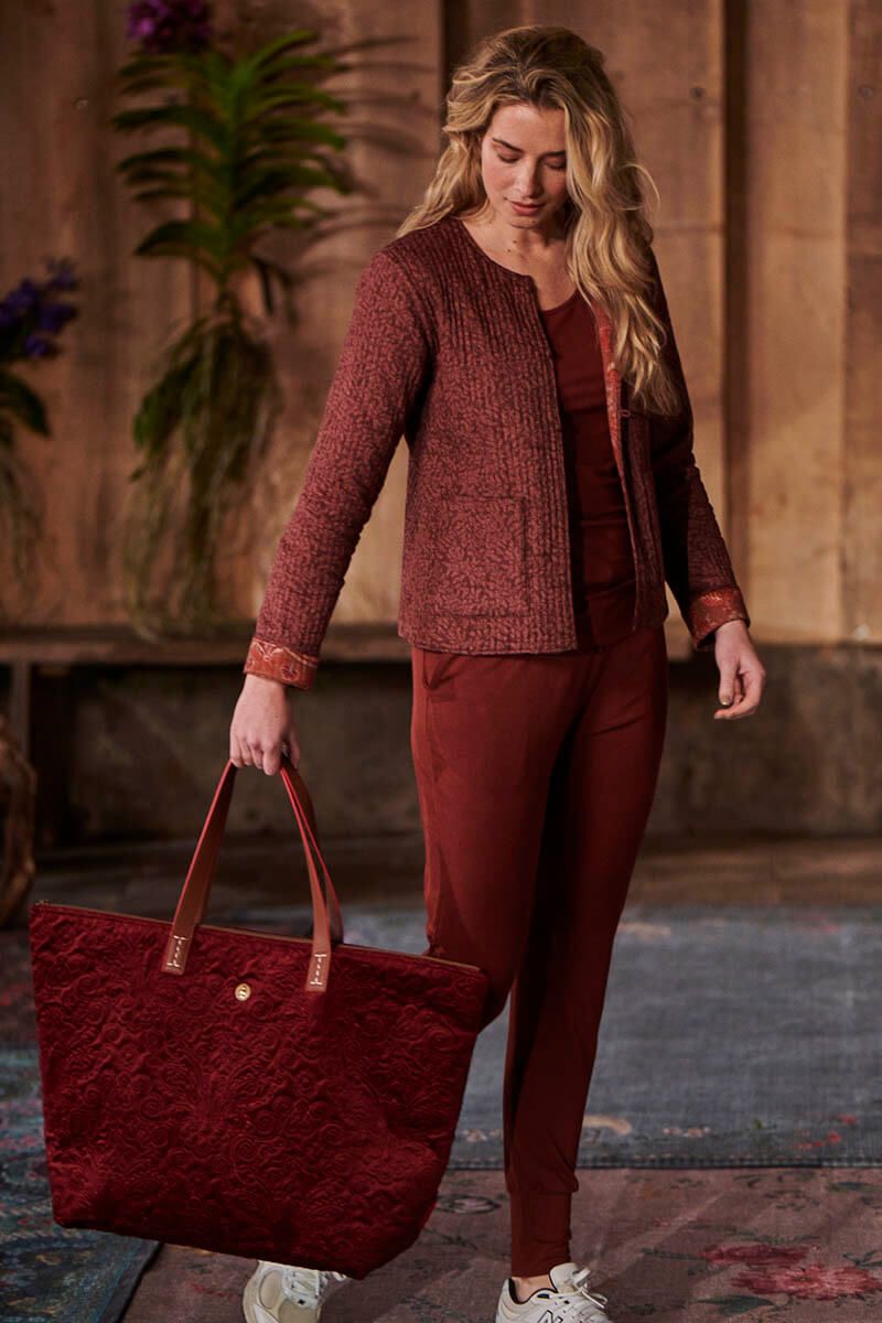 Pip Studio Tote Bag Velvet Quiltey Days Red