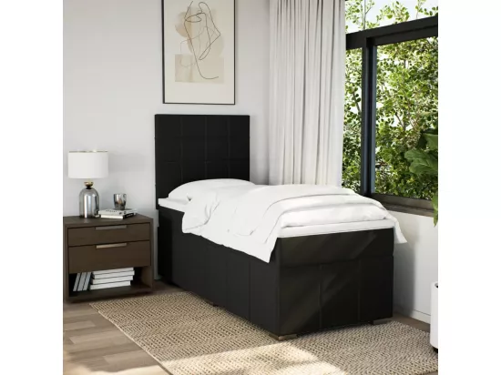 Sommier à lattes de lit avec matelas Noir 90x190 cm Tissu