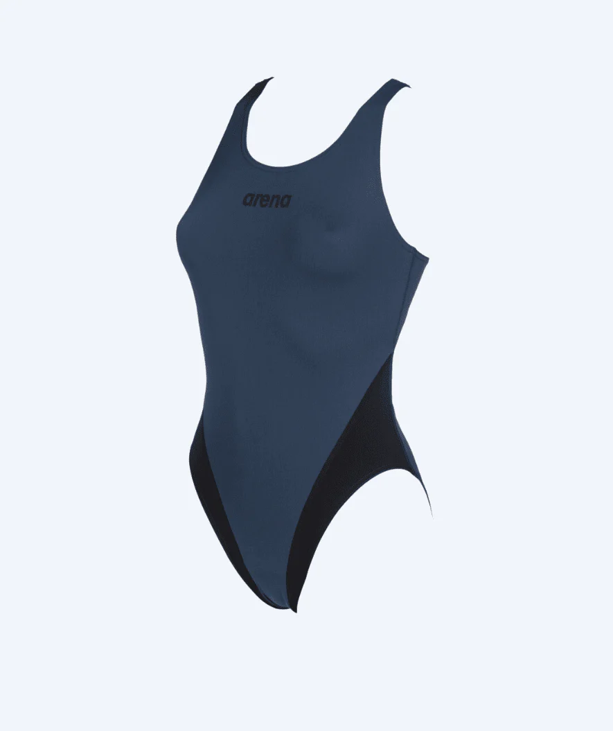 Arena badedragt til damer - Solid Swim Tech High - Mørkeblå/sort
