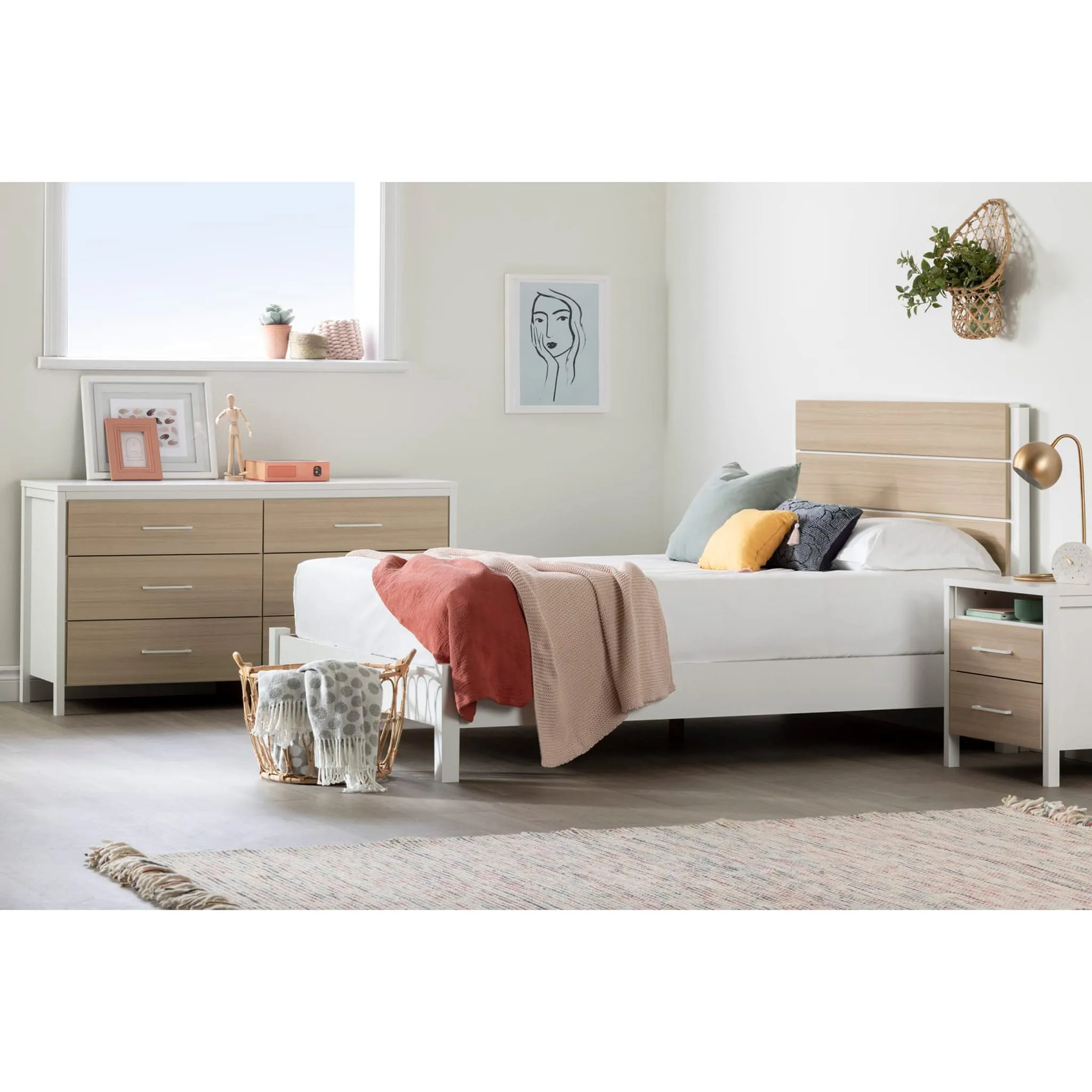 South Shore Lit Plateforme Double sur Pattes Munich - Blanc Solide