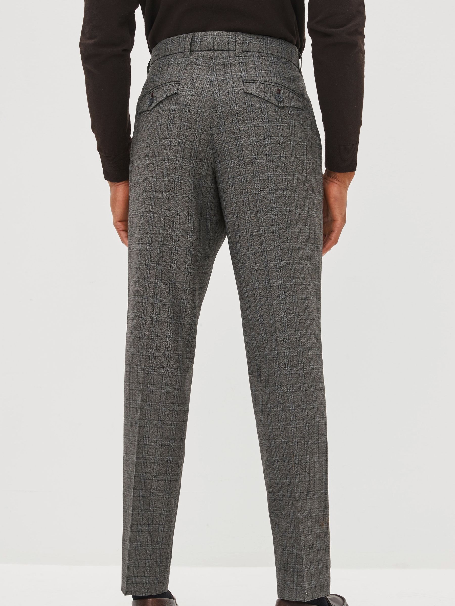 Grijs geruit - Skinny - Geruite modieuze broek