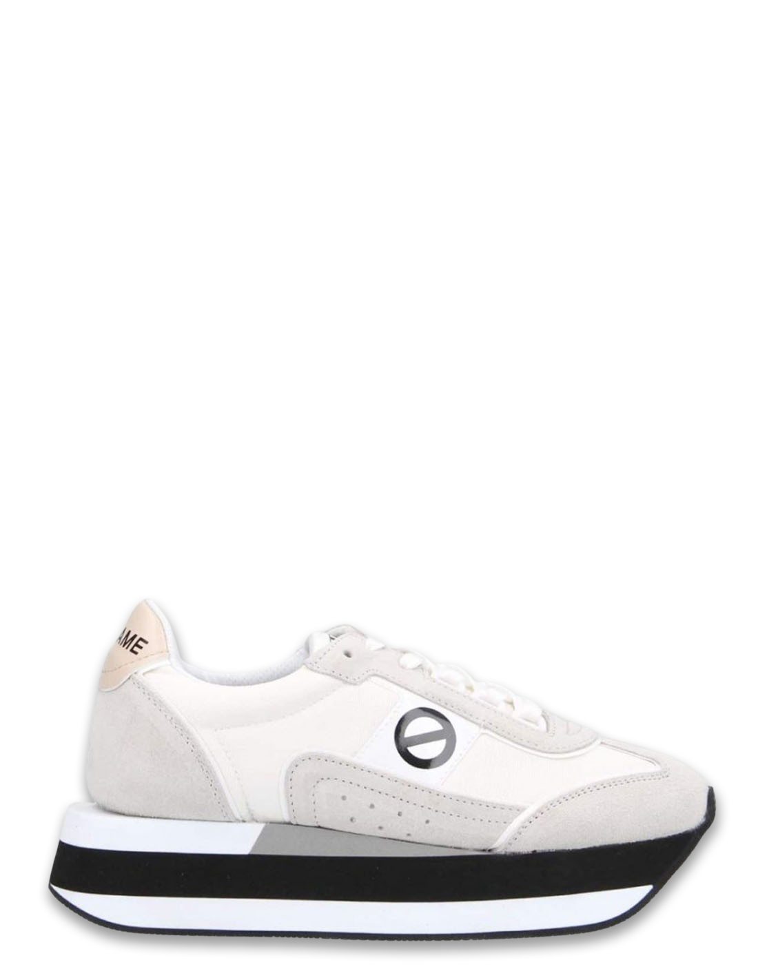 no name Baskets compensées femme boom jogger daim gris/blanc/noir