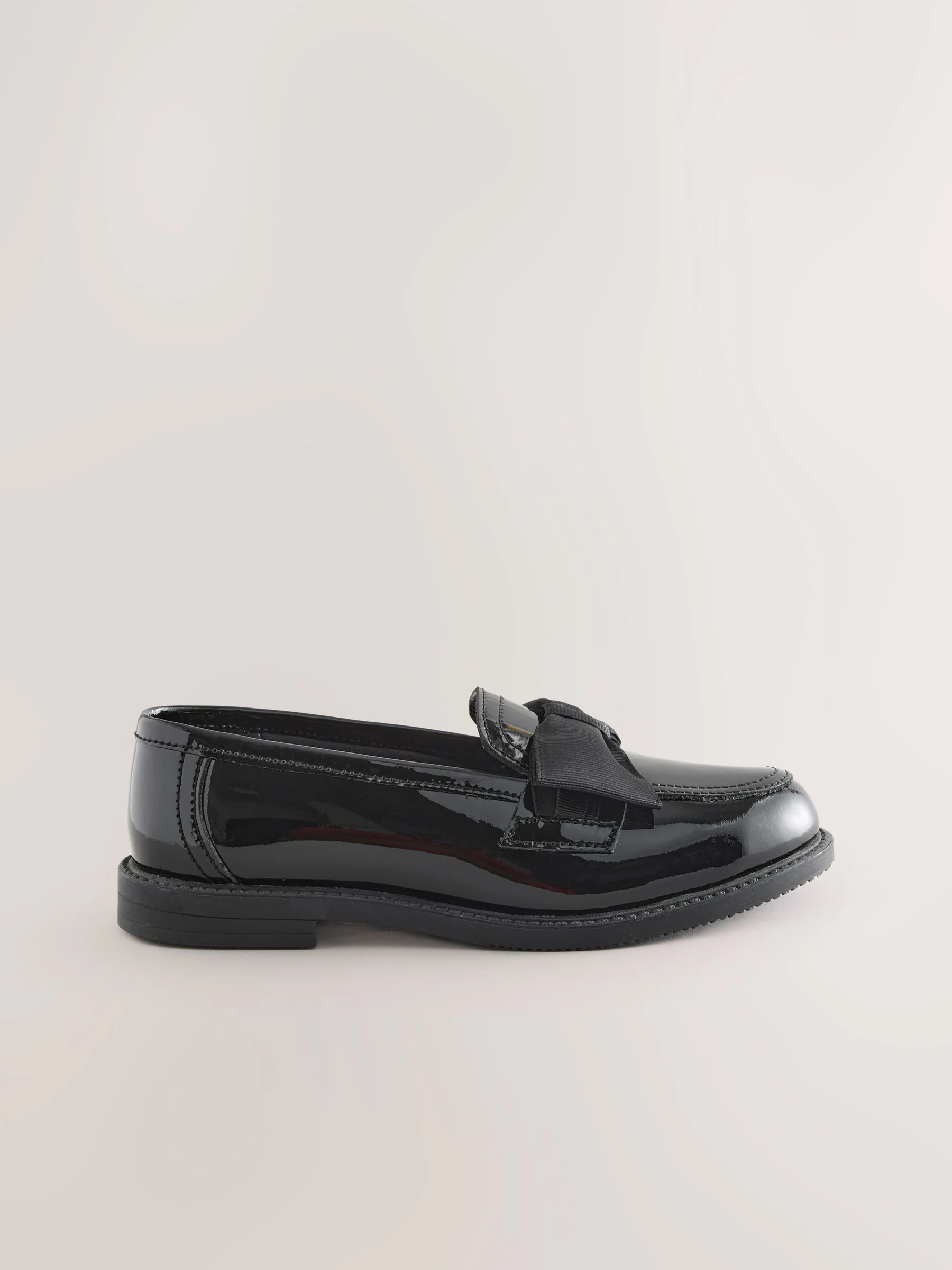 Zwart lak - Leren schoolschoenen met strik