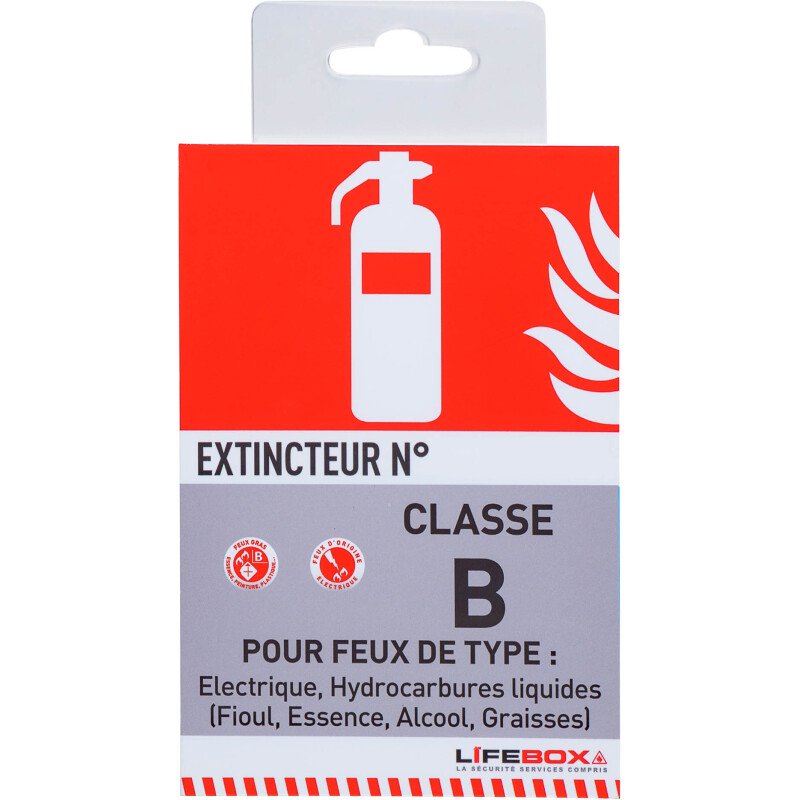 Panneau d'indication d'extincteur feux classe B