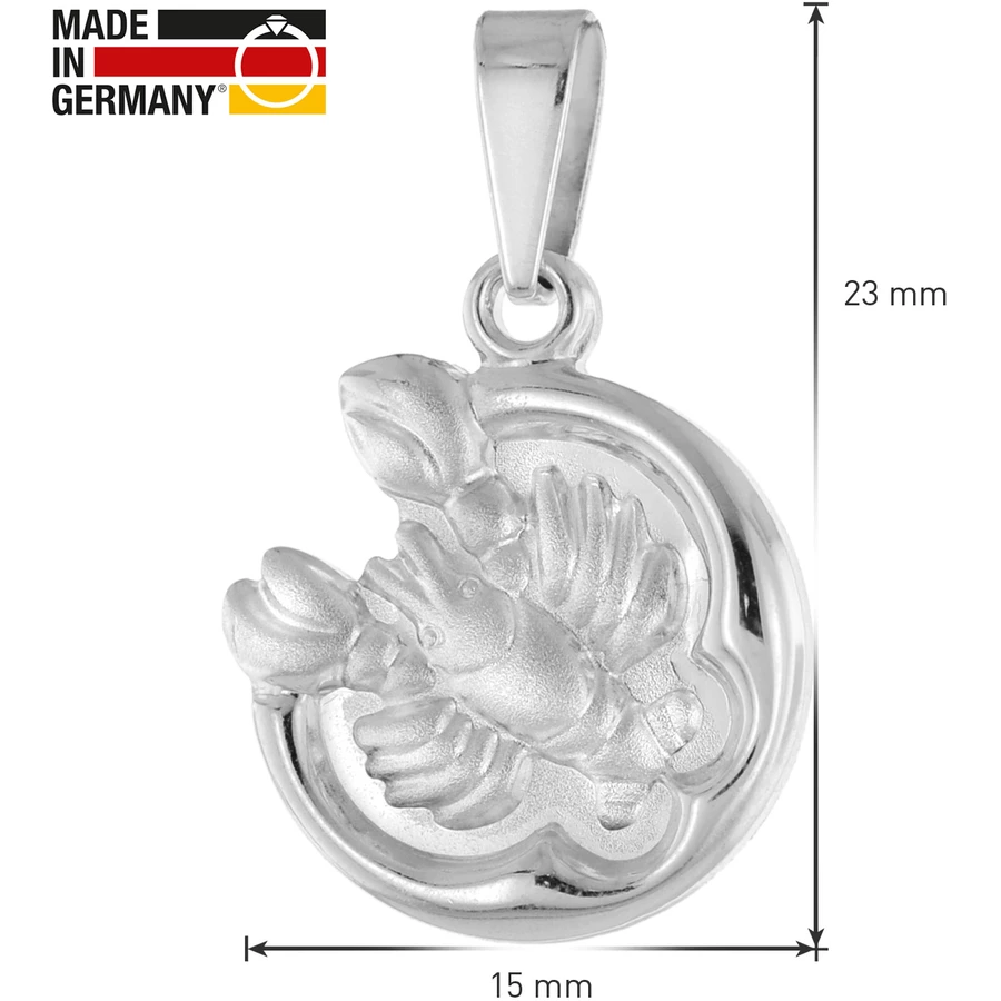 trendor Krebs Sternzeichen mit Halskette 925 Silber Ø 15 mm silver