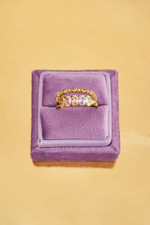 Cocktail statement ring met multikleur stenen