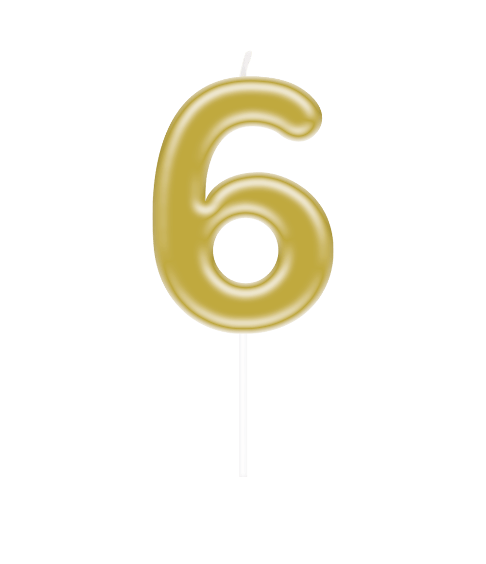6 Jaar Kaars Goud 10,5cm