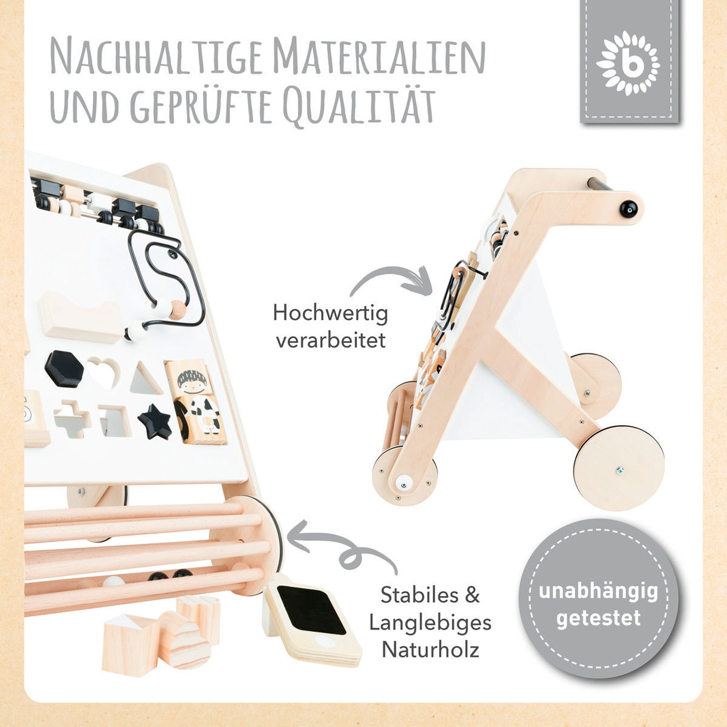 Bieco Lauflernwagen Holz Weiß