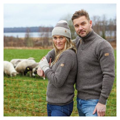 Ivanhoe pull NLS Orme blanc naturel demi-zip - 100% pure laine non teinte