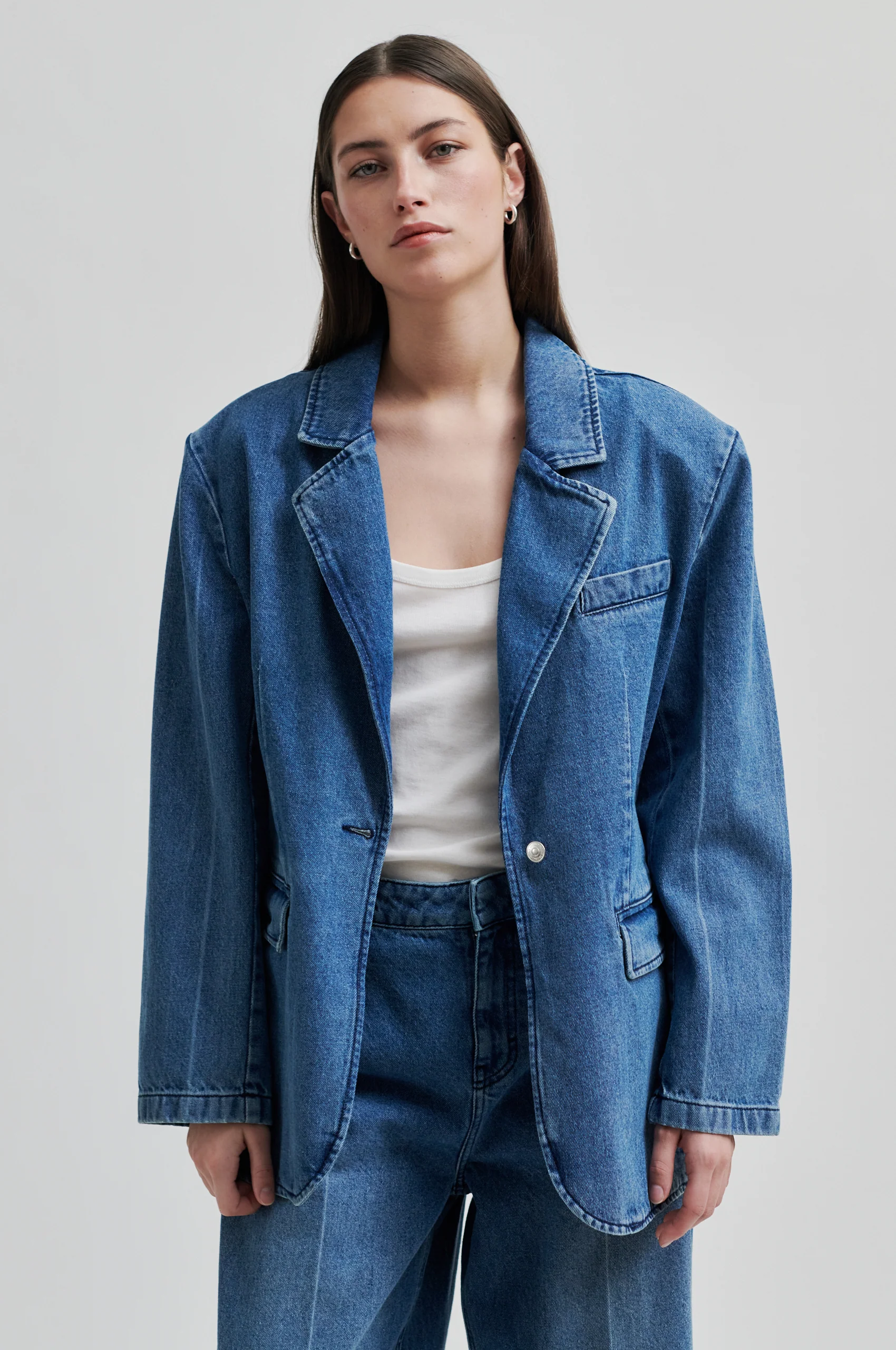 Second Female  Everly Denim blazer - blå