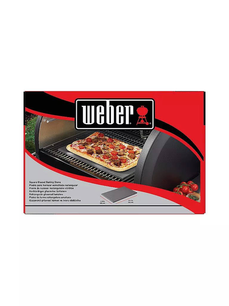 WEBER GRILL Pizzastein glasiert eckig 44x30cm Keramik Schwarz schwarz