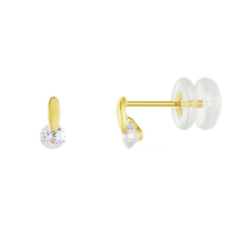 Boucles d'Oreilles Or Jaune Serties de Zirconiums - Femme