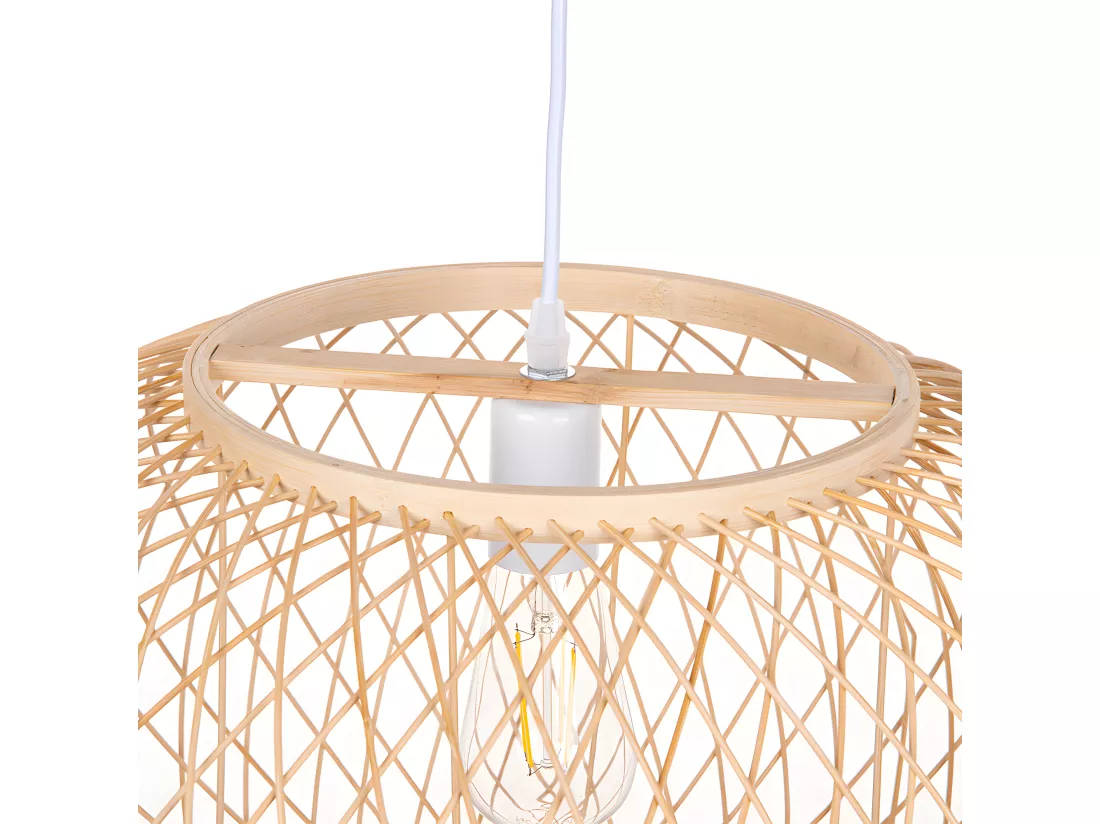 Lustre rotin suspension rotin naturel d35 cm x h22 cm - sphérique