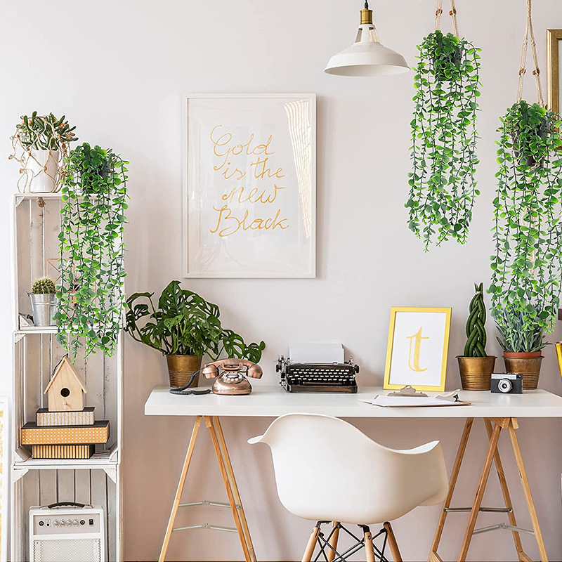 (65cm) Deko Kunstpflanze Philodendron Home Hängende Topfpflanze