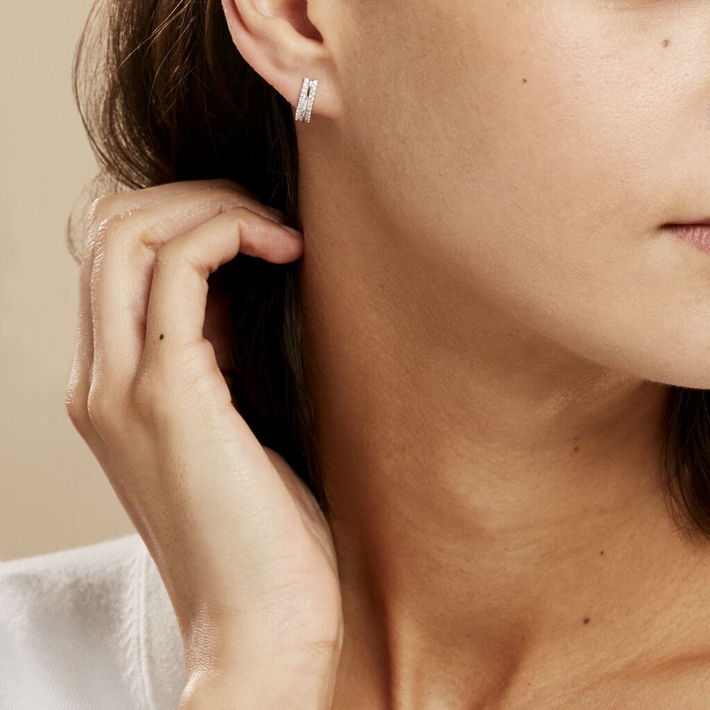 Créoles Sophie Rondes Argent Blanc Oxyde De Zirconium