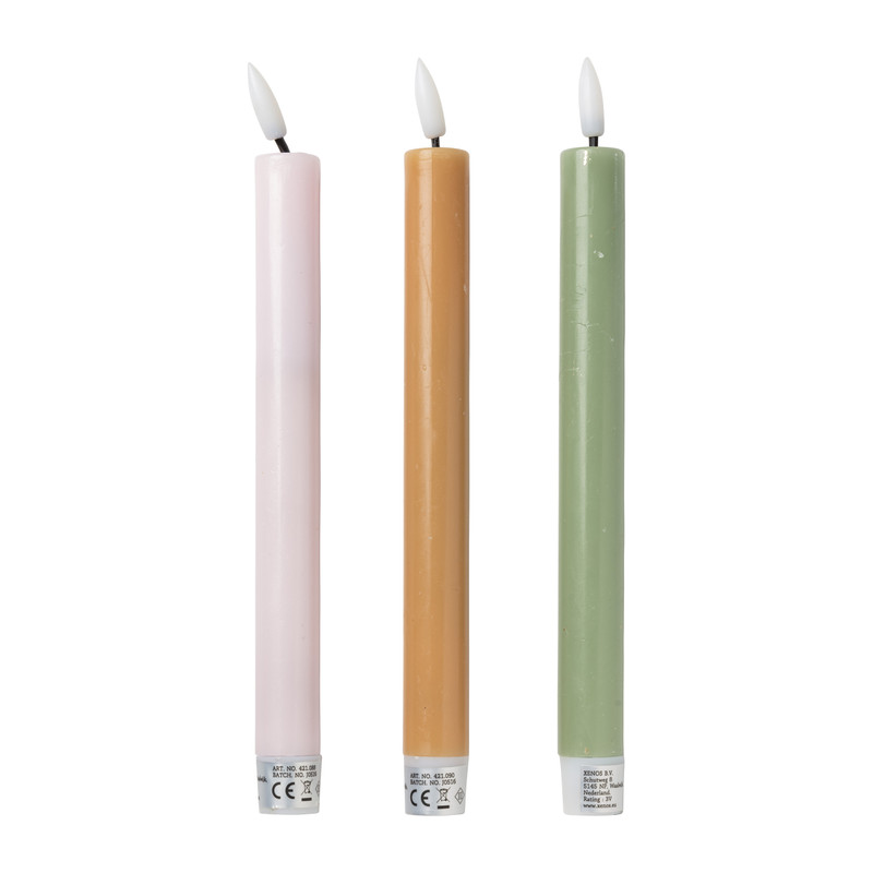 LED dinerkaarsen - roze - set van 2 - ø2.2x24.5 cm
