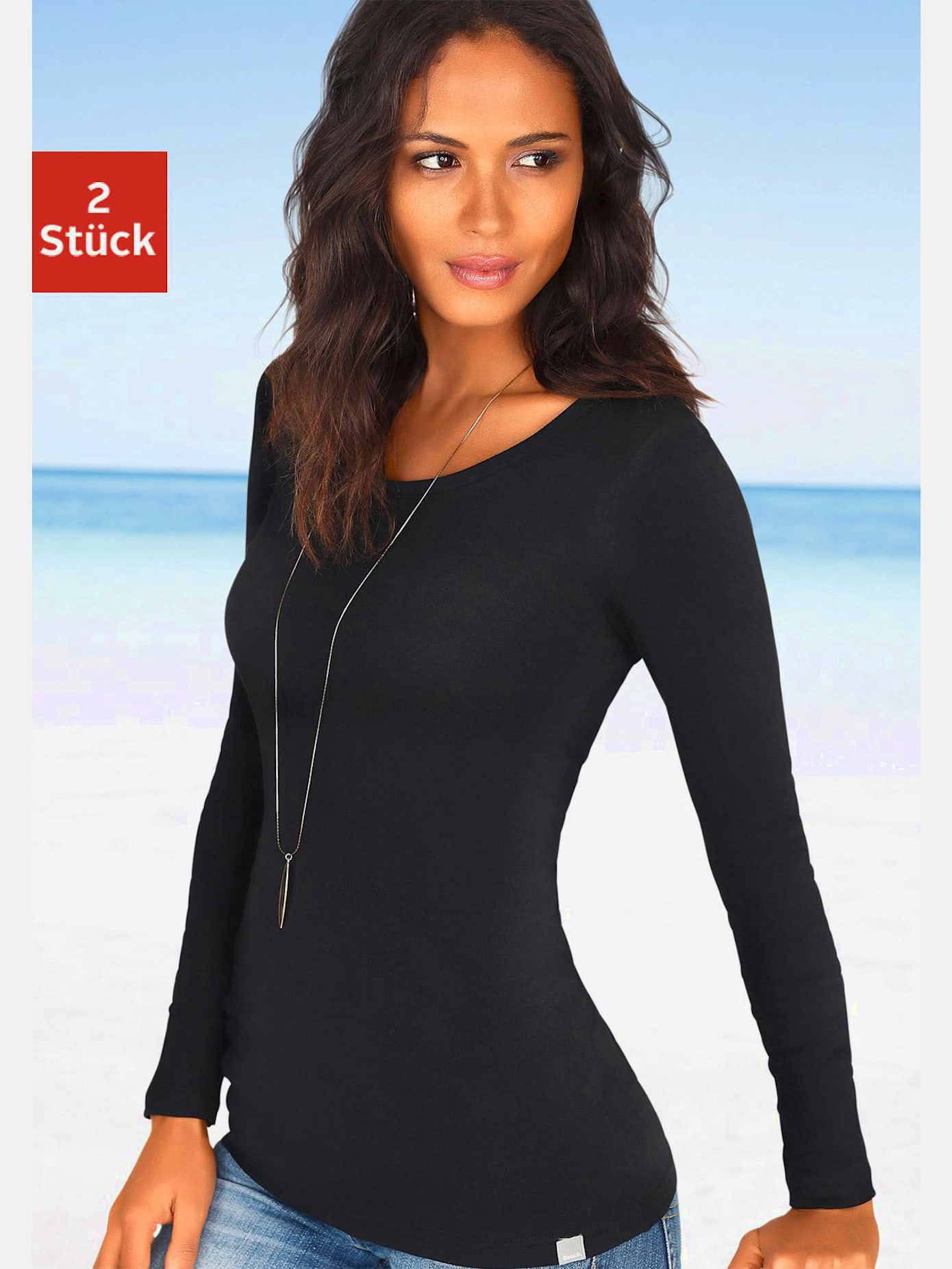 T-shirt manches longues coupe un peu plus longue ajustée