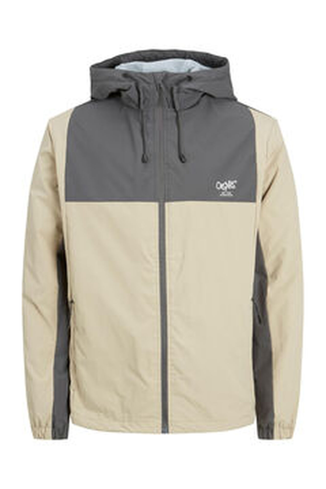 Jaqueta softshell com capuz e blocos de cores