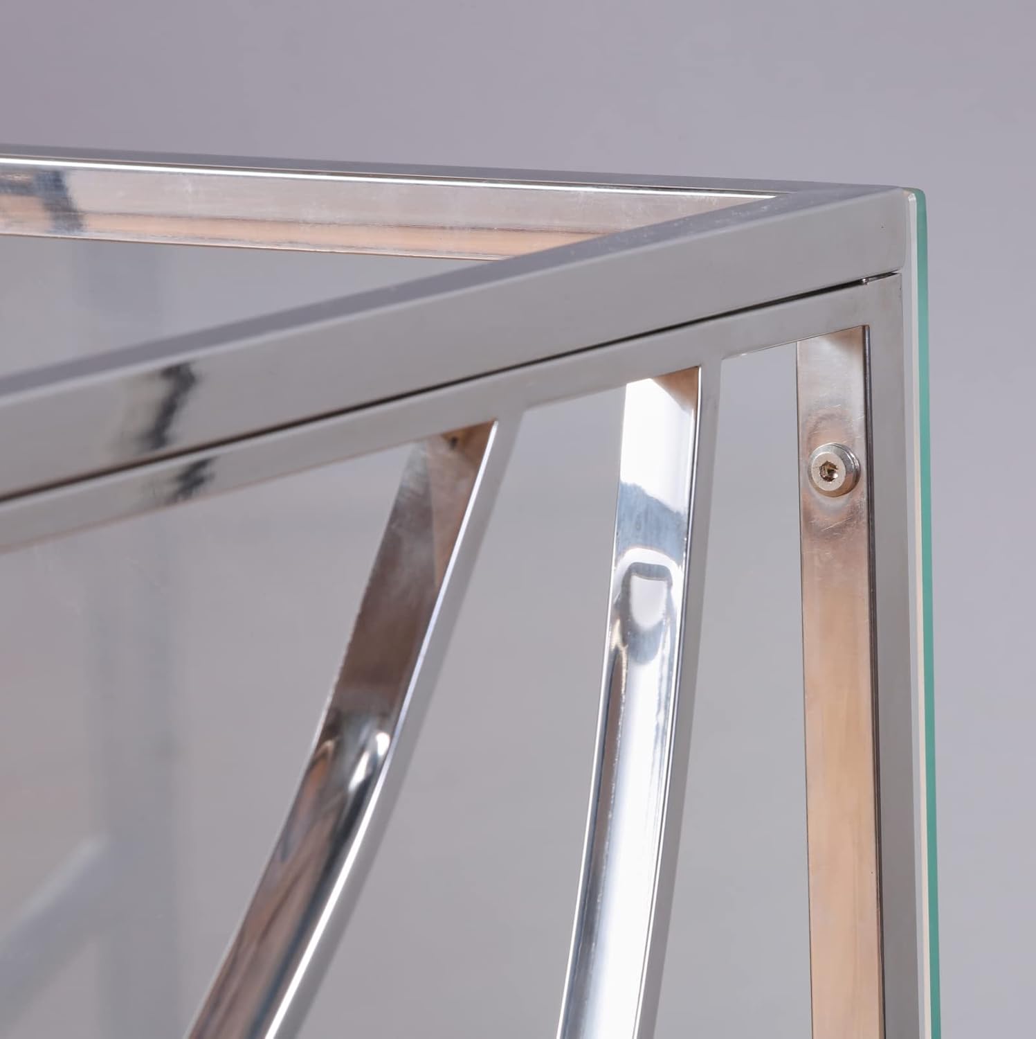 Beistelltische Couchtisch Sofatisch für Wohnzimmer, Schlafzimmer Küche Café und Bar, moderner Kaffeetisch mit Edelstahl Gestell und transparentem Hartglas (quadratisch silbern)