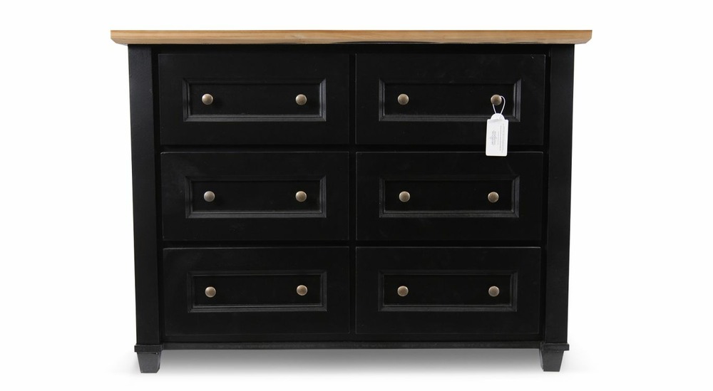 Commode 6 tiroirs bois noir 100x49x73.8cm - bois-mdf