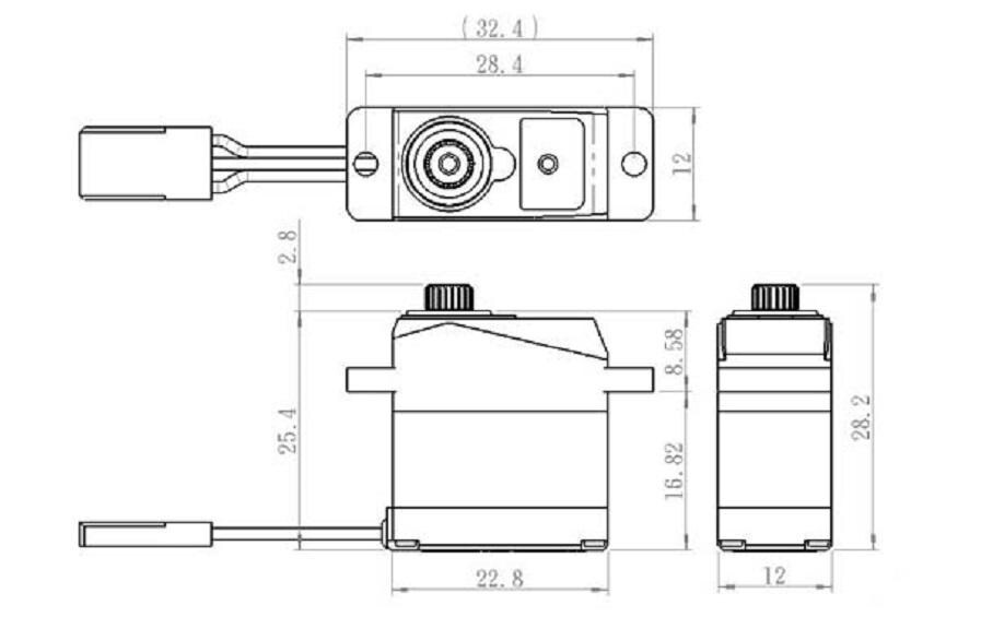 Micro Servo SH-0263MG+ 2.2. kg, 0.1 s, DigitalDigitalservo mit Softstart und kugelgelagertem Metallgetriebe