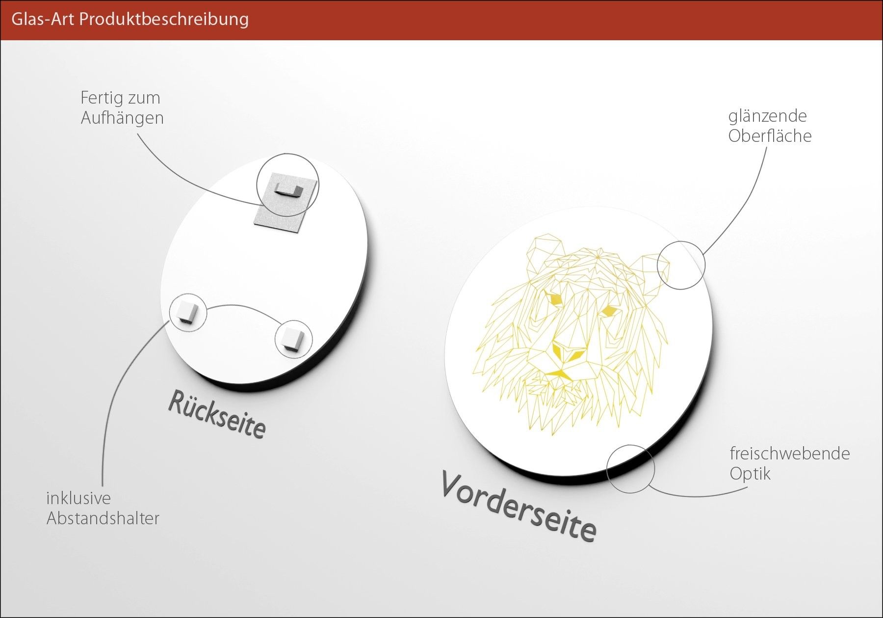 Glasbild GOLD-POLYGON LION